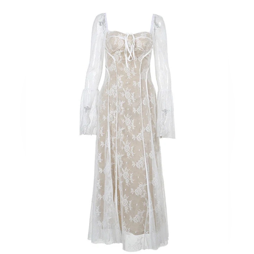 Elegant Lace Maternity Long Sleeve Dress